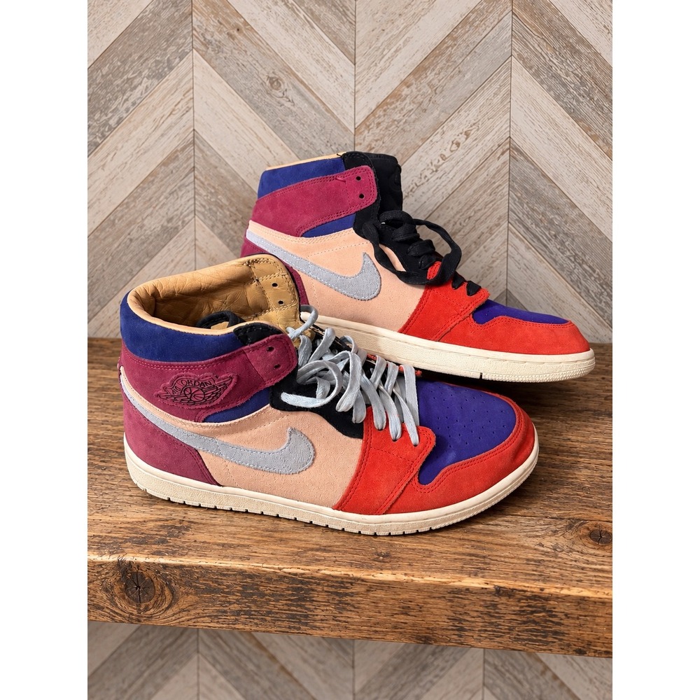 Nike Air Jordan 1 High Aleali May Court Lux Multi-Color Suede W 9.5 M 8 EUC